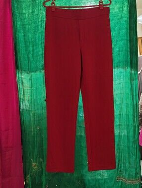 Classic Straight-Leg Pants in Deep Red